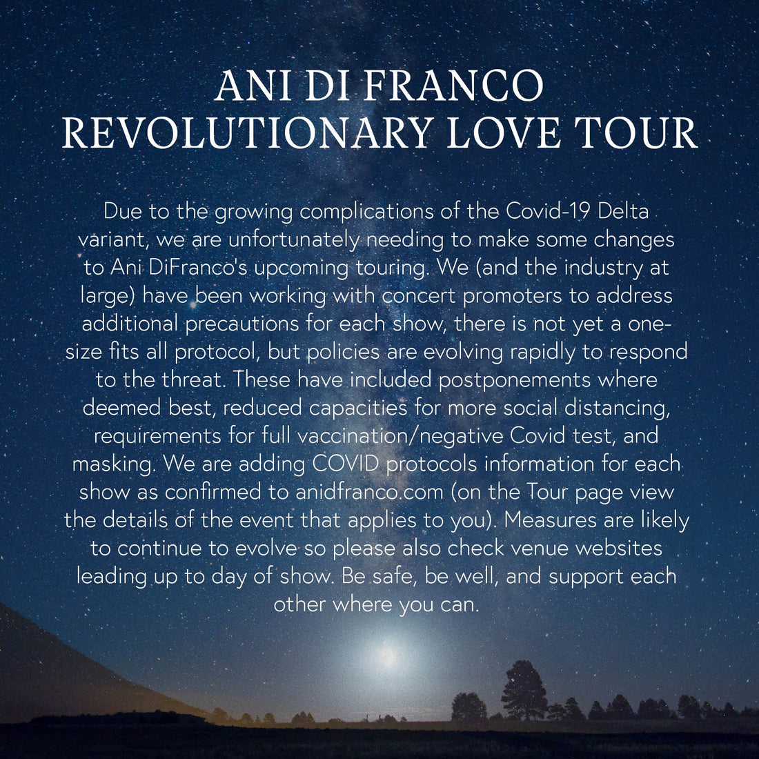 Update on Revolutionary Love Tour